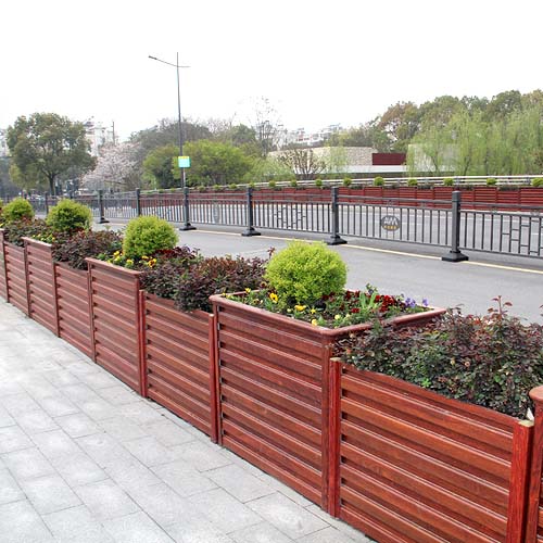 河南紅檀木紋橋梁鋁合金花箱