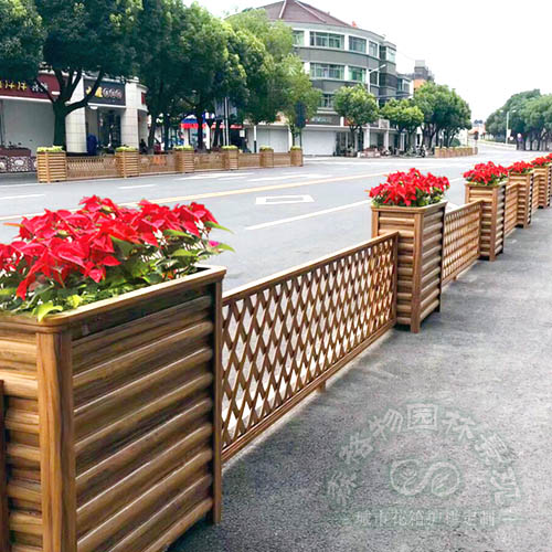 景德鎮網格黃檀木紋鋁合金花箱護欄