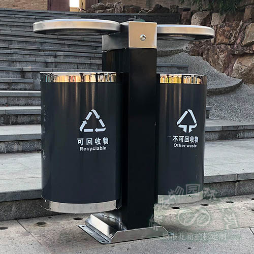 嘉興圓形不銹鋼雙桶垃圾箱