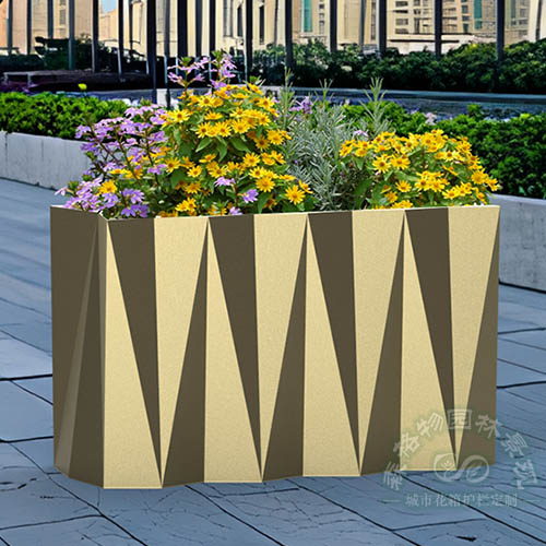 多邊形金色道路景觀花箱