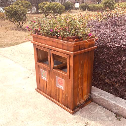 創意戶外防腐木垃圾桶花箱