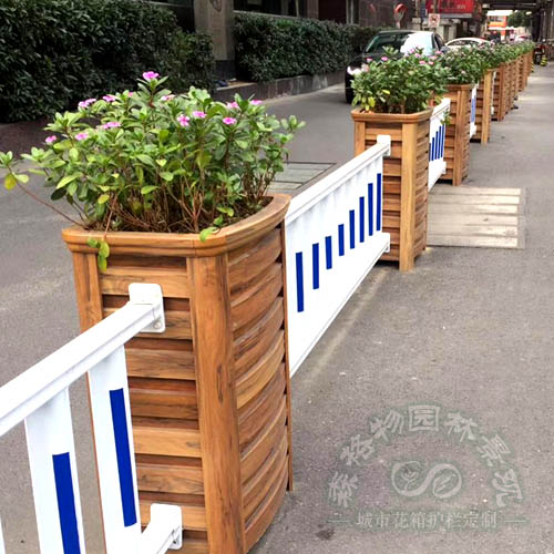 豎式黃檀木紋鋁合金花箱