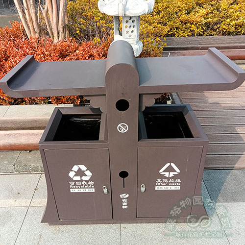 古典不銹鋼雙分類垃圾箱
