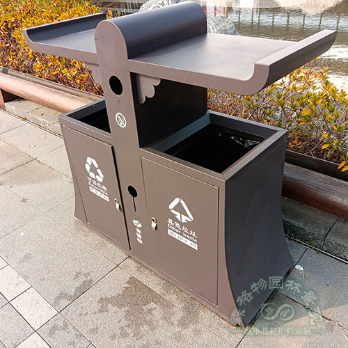 古典不銹鋼雙分類垃圾箱